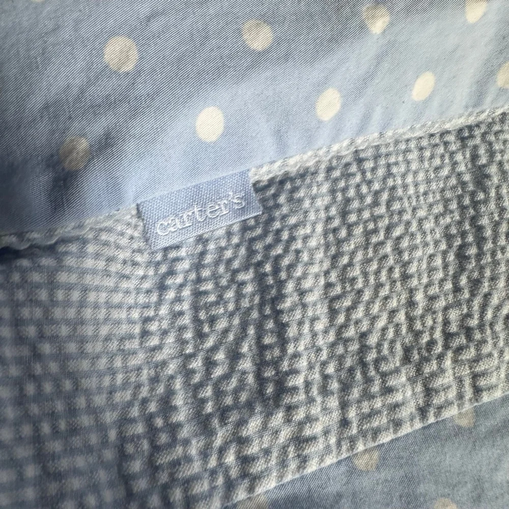 Carter's Baby Blue White Polka Dot Seersucker Butterfly Bodysuit 18-24M